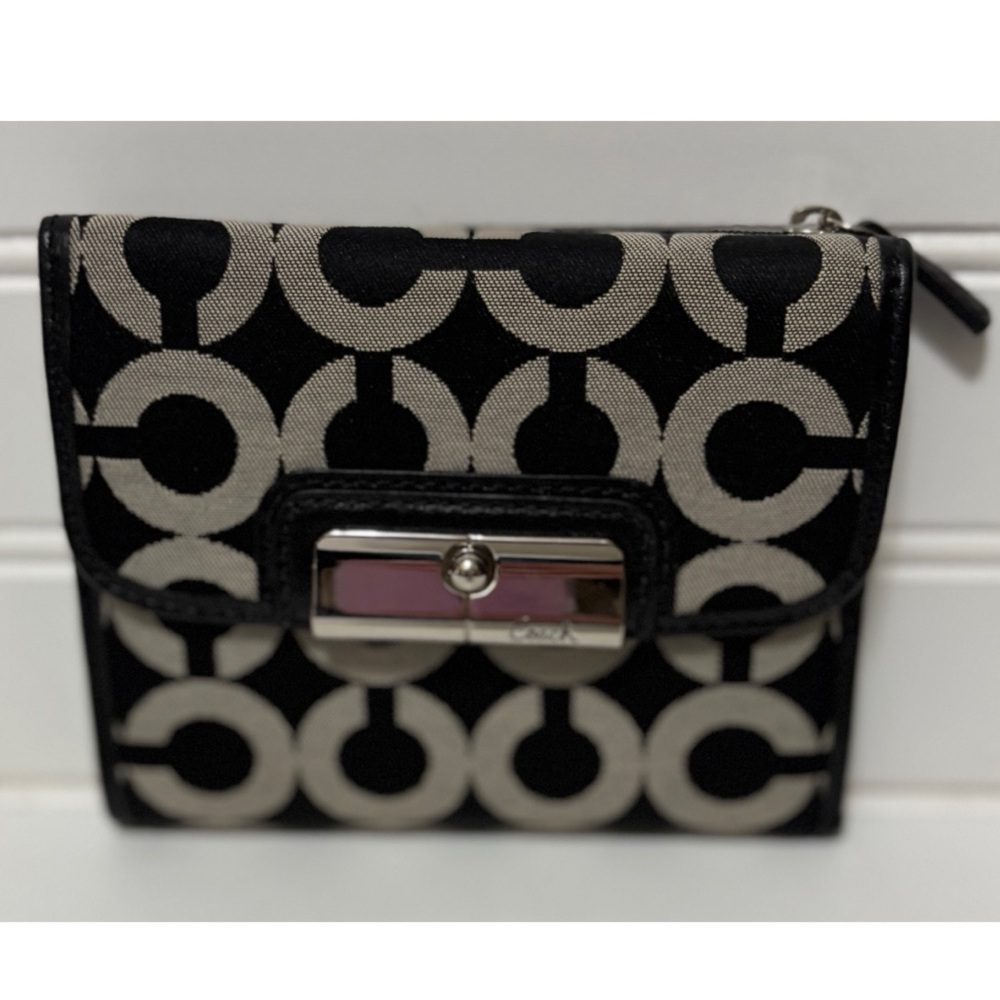 COACH Madison Black Op Art Signature C Small Bifold Wallet Y2K Vintage NEW W/Tag